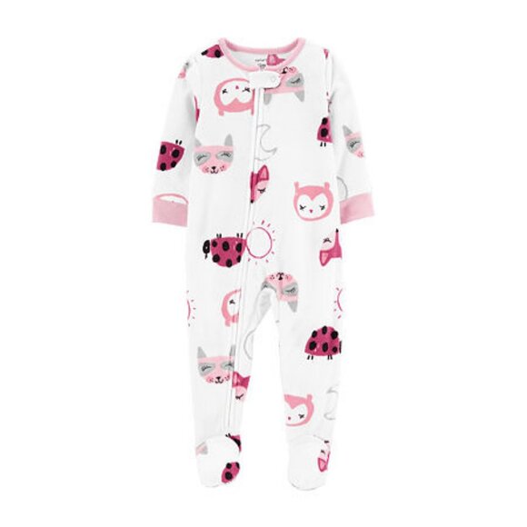 Carter's Baby Girls Long Sleeve One Piece Pajama, 18 Months , White | New - Picture 1 of 11